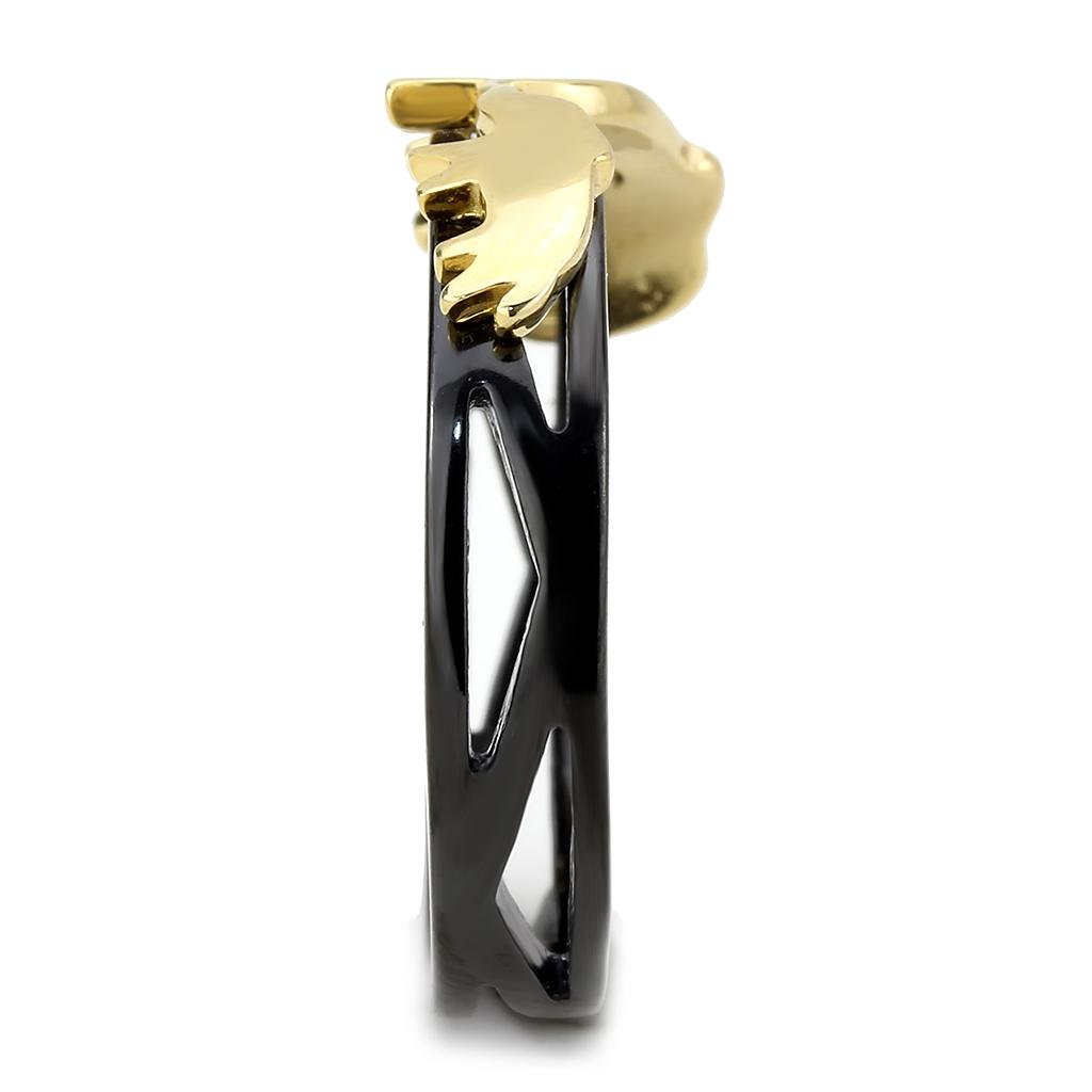 MATK3582 - IP Gold+ IP Black (Ion Plating) Stainless Steel Ring with No Stone