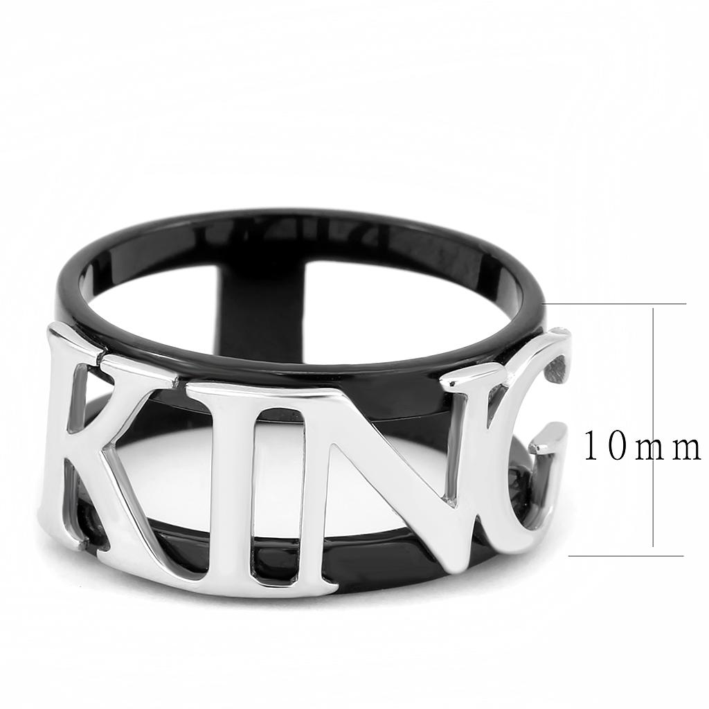 MATK3583 - Two-Tone IP Black (Ion Plating) Stainless Steel Ring with No Stone