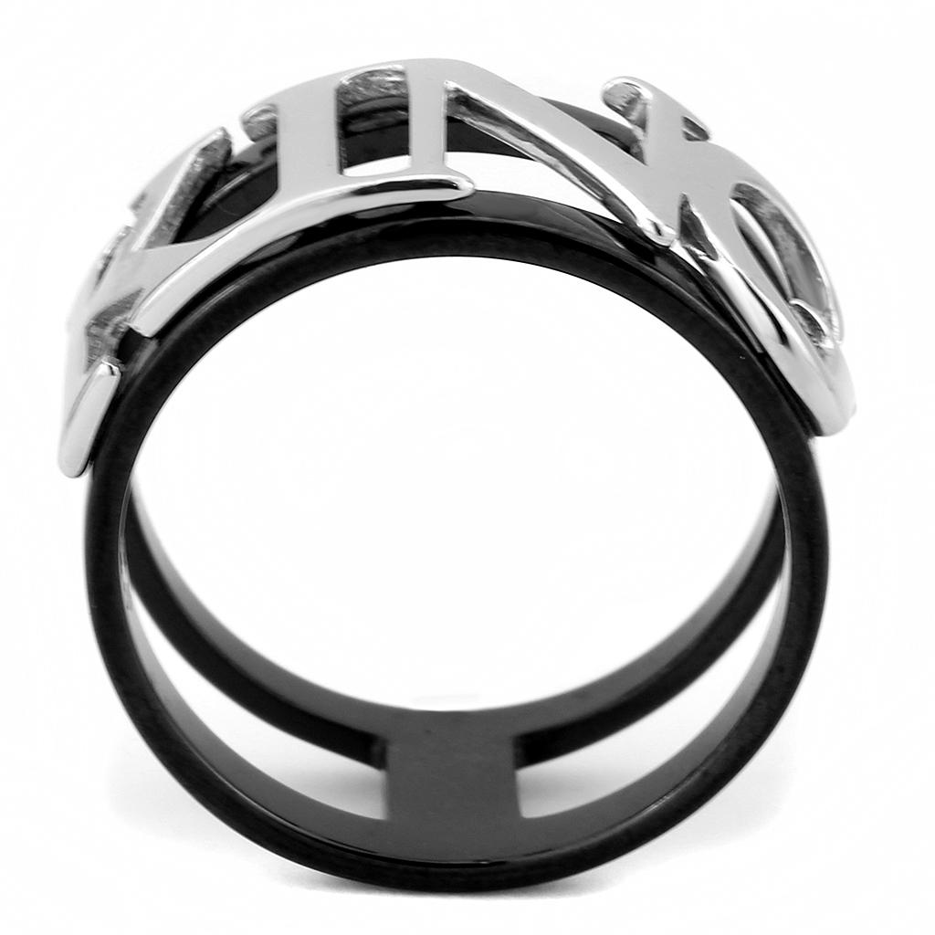 MATK3583 - Two-Tone IP Black (Ion Plating) Stainless Steel Ring with No Stone