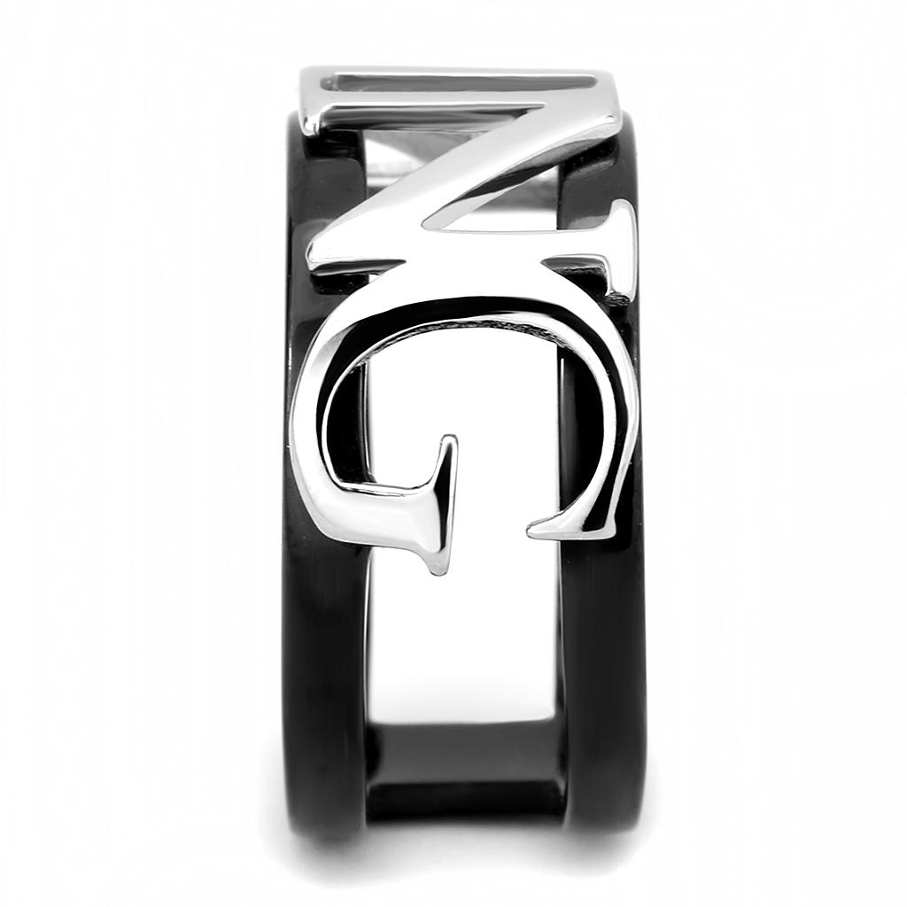MATK3583 - Two-Tone IP Black (Ion Plating) Stainless Steel Ring with No Stone