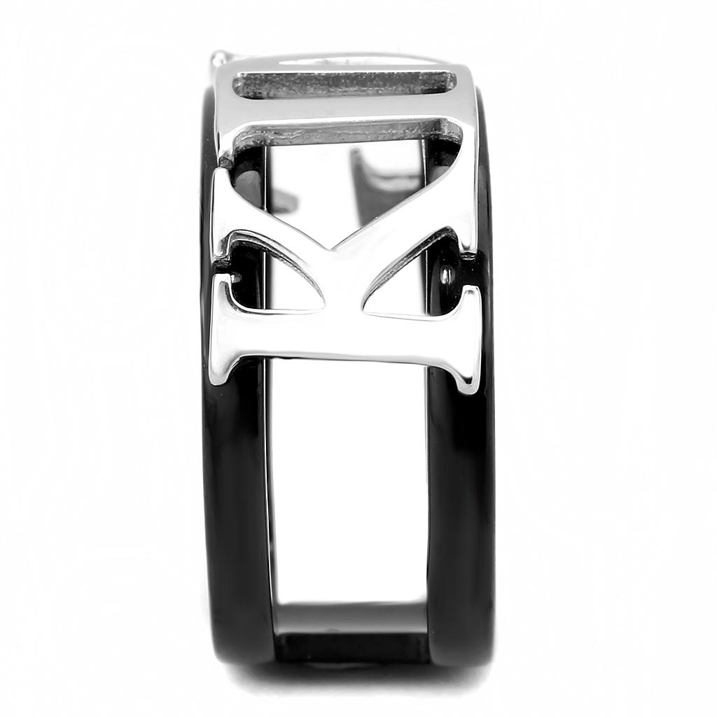 MATK3583 - Two-Tone IP Black (Ion Plating) Stainless Steel Ring with No Stone