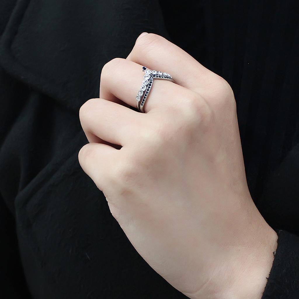 MATK3588 - No Plating Stainless Steel Ring with Top Grade Crystal in Clear