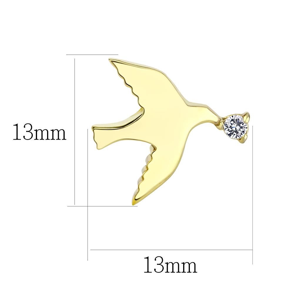 MATK3603 - IP Gold(Ion Plating) Stainless Steel Earrings with AAA Grade CZ in Clear