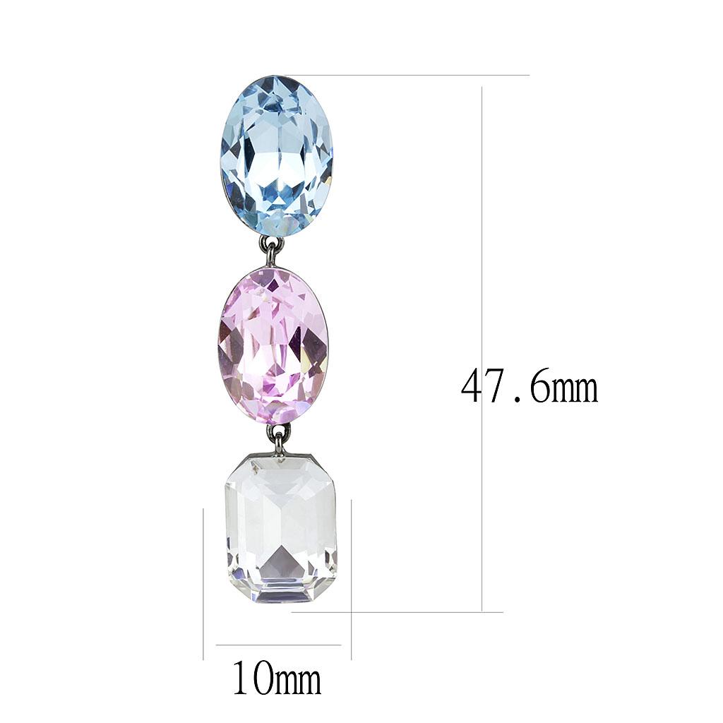 MATK3644 - High polished (no plating) Stainless Steel Earrings with Top Grade Crystal in Multi Color