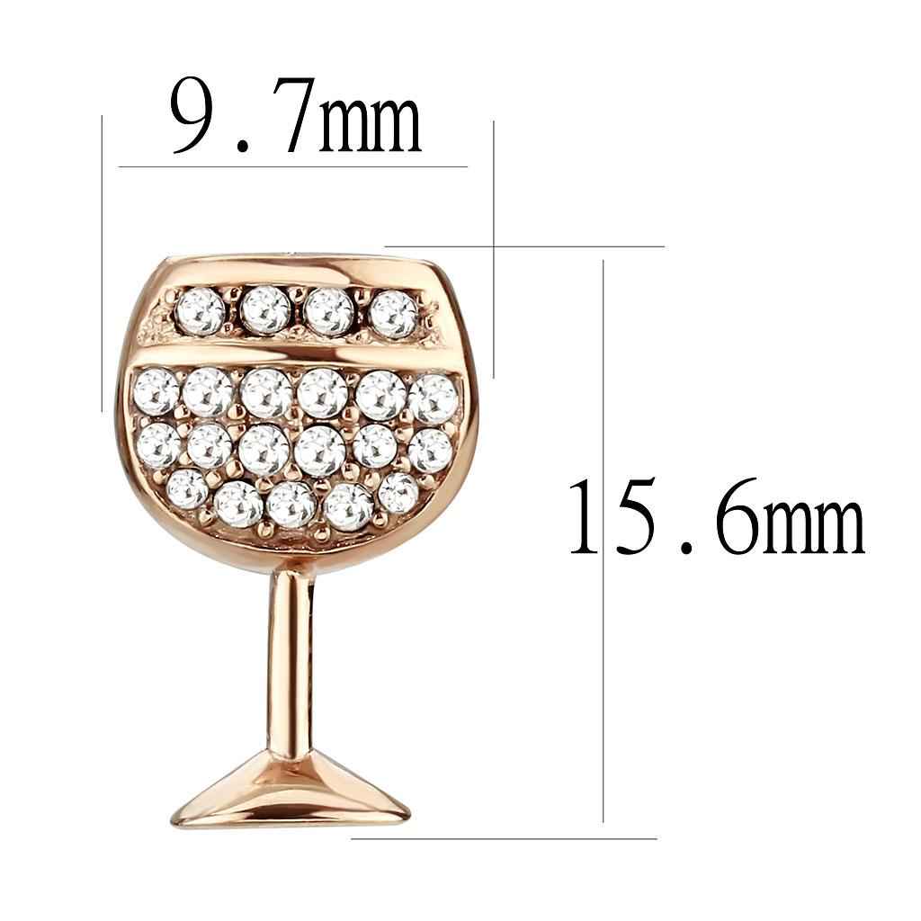 MATK3659 - IP Rose Gold(Ion Plating) Stainless Steel Earrings with Top Grade Crystal in Clear