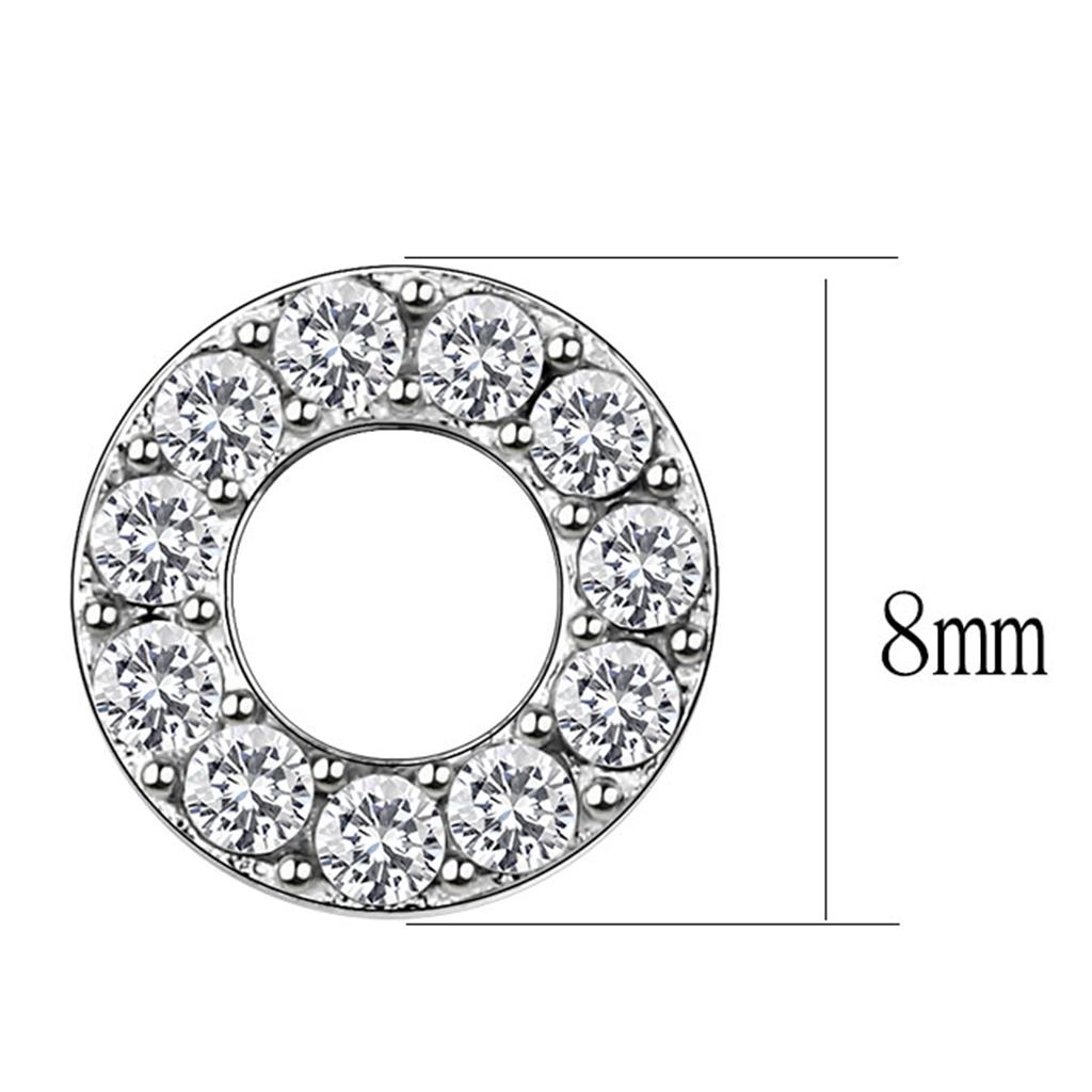 MATK3679 - High polished (no plating) Stainless Steel Earrings with AAA Grade CZ in Clear