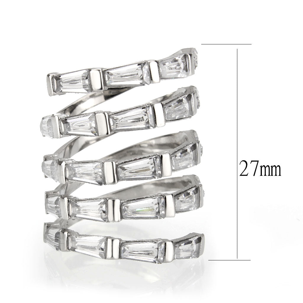 MATK3729 High polished Stainless Steel Ring with AAA Grade CZ in Clear