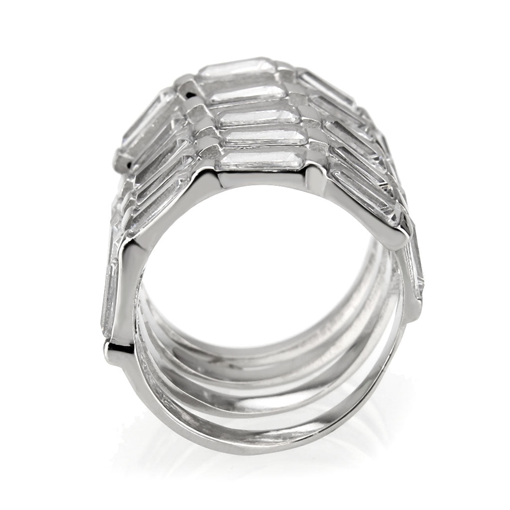 MATK3729 High polished Stainless Steel Ring with AAA Grade CZ in Clear