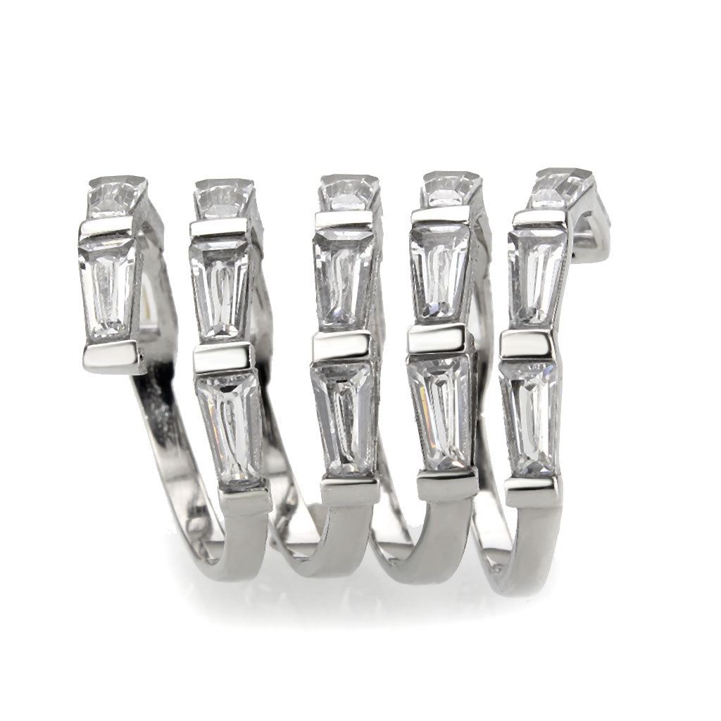 MATK3729 High polished Stainless Steel Ring with AAA Grade CZ in Clear