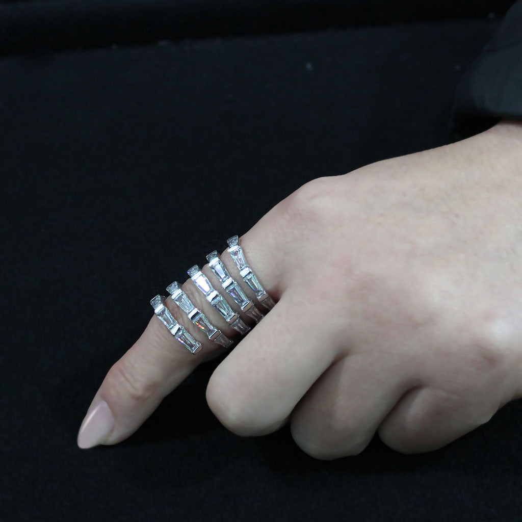MATK3729 High polished Stainless Steel Ring with AAA Grade CZ in Clear