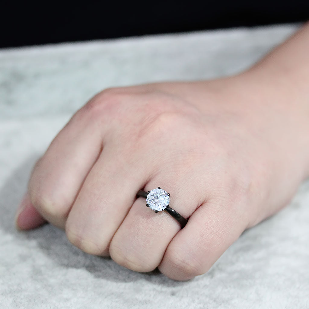 MATK3741 IP Black Stainless Steel Ring with AAA Grade CZ in Clear