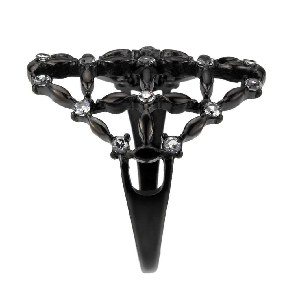 MATK3749 IP Black Stainless Steel Ring with AAA Grade CZ in Clear
