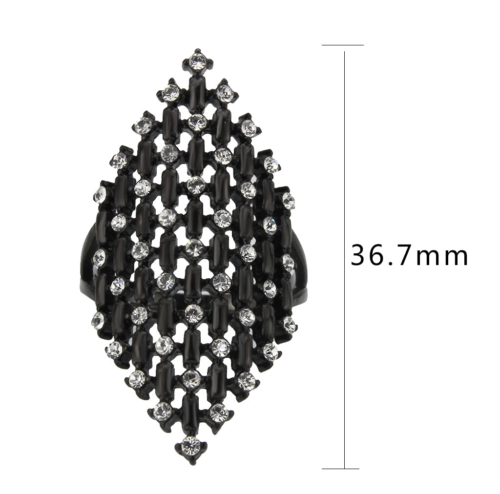 MATK3750 IP Black Stainless Steel Ring with Top Grade Crystal in Clear