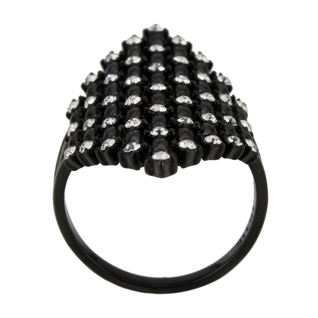 MATK3750 IP Black Stainless Steel Ring with Top Grade Crystal in Clear