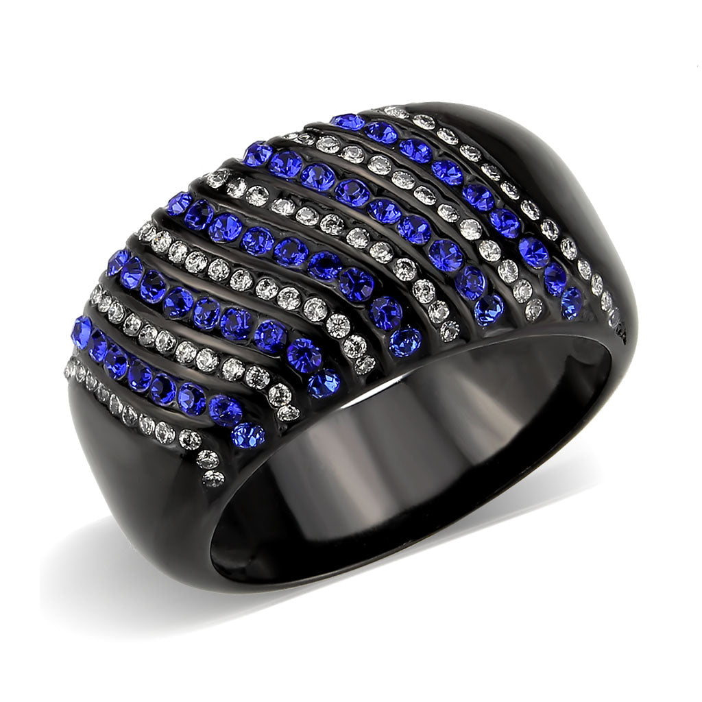 MATK3751 IP Black Stainless Steel Ring with AAA Grade CZ in Blue