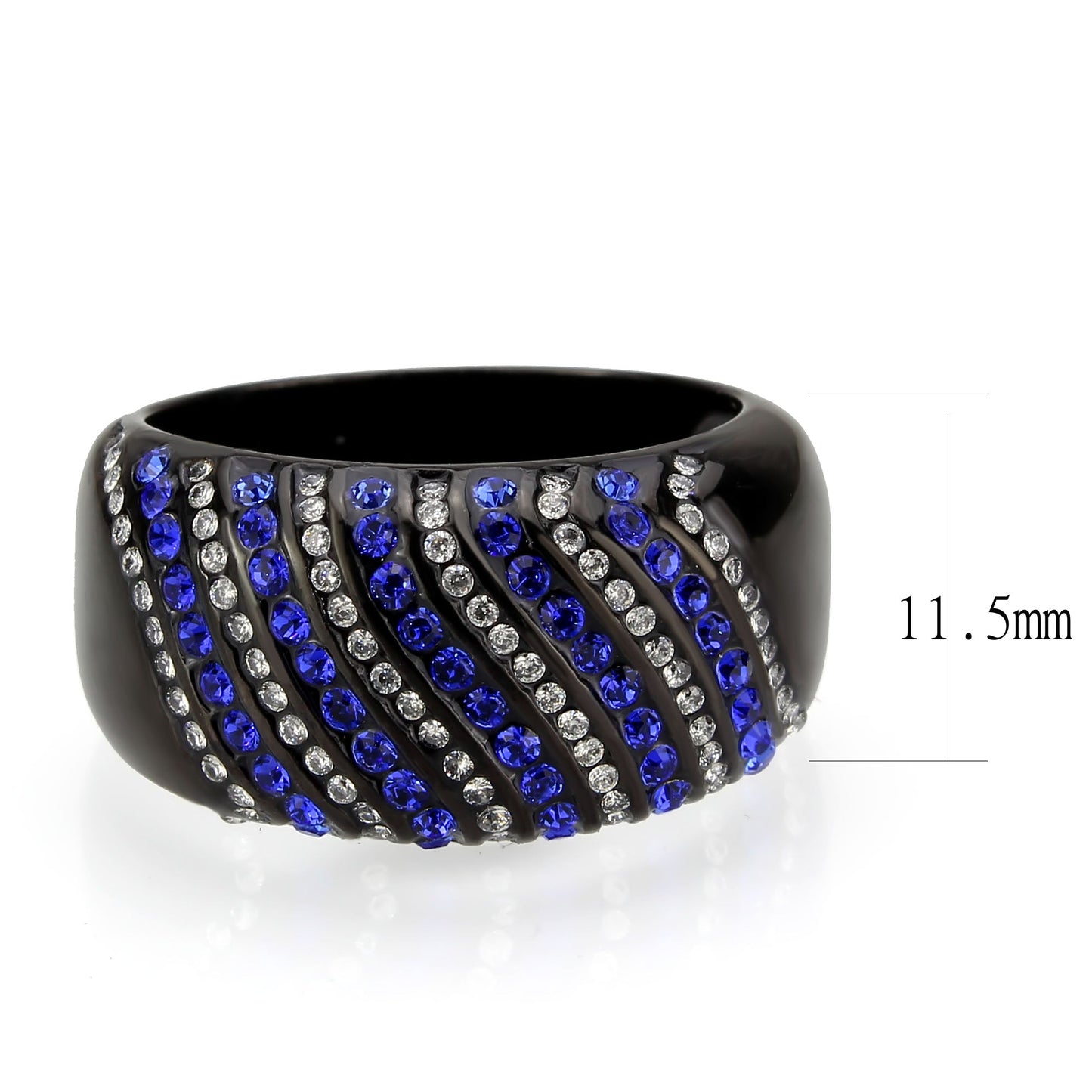 MATK3751 IP Black Stainless Steel Ring with AAA Grade CZ in Blue