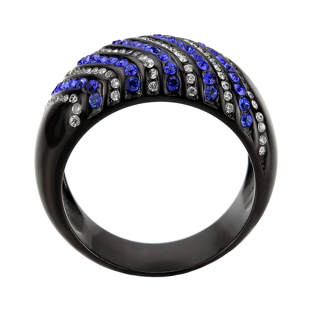MATK3751 IP Black Stainless Steel Ring with AAA Grade CZ in Blue