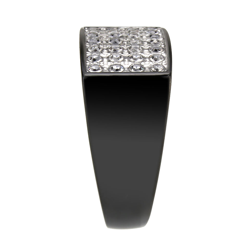 MATK3754 IP Black Stainless Steel Ring with AAA Grade CZ in Clear