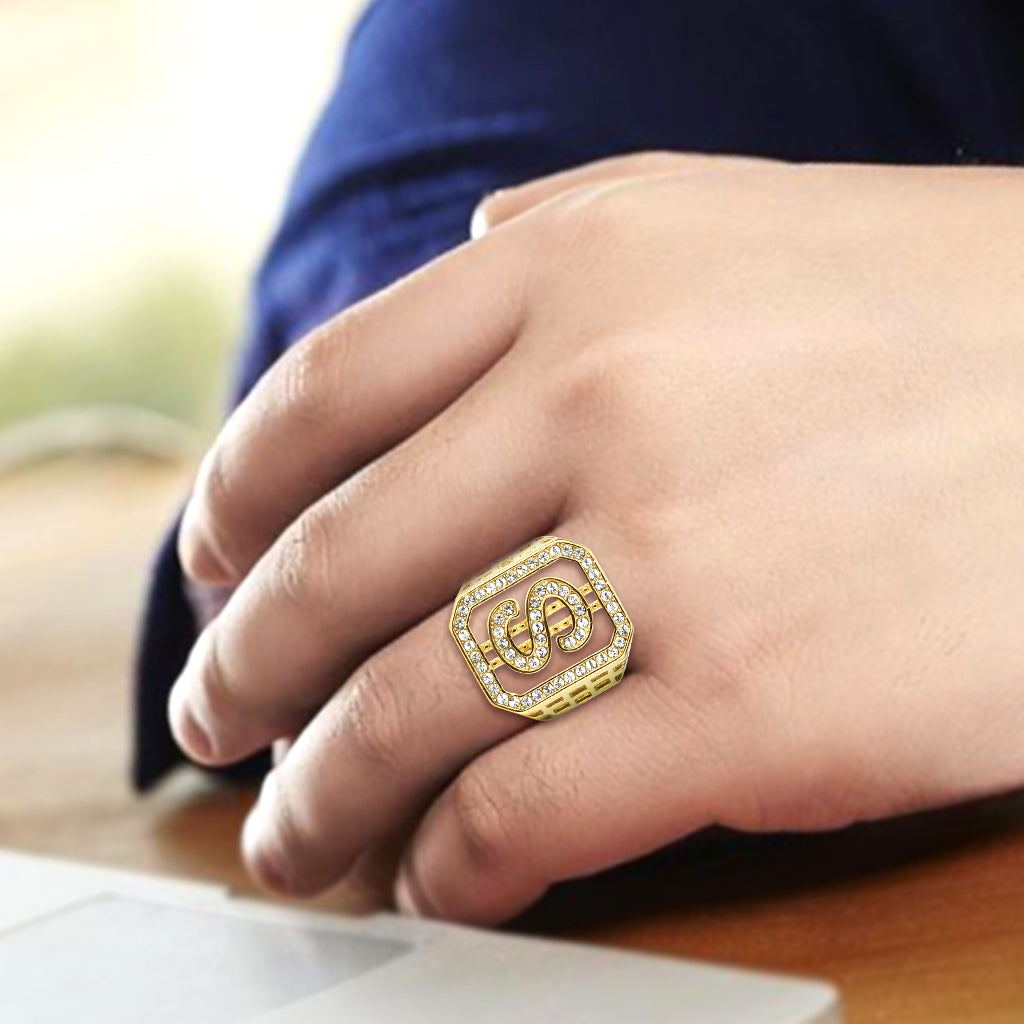 MATK3757 - IP Gold(Ion Plating) Stainless Steel Ring with Top Grade Crystal in Clear