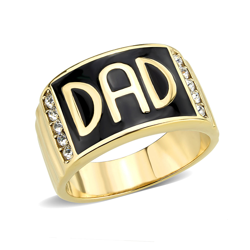 MATK3760 - IP Gold(Ion Plating) Stainless Steel Ring with Top Grade Crystal in Clear