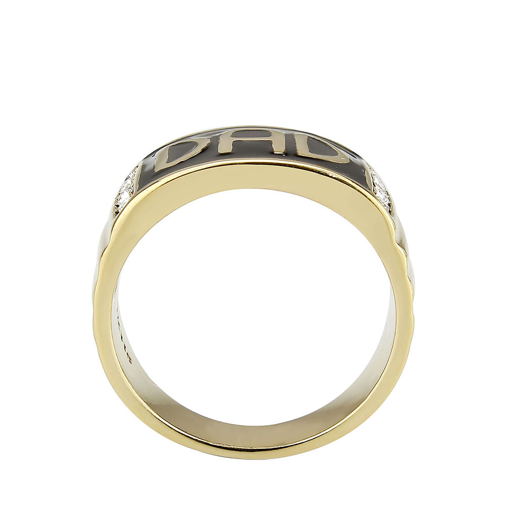 MATK3760 - IP Gold(Ion Plating) Stainless Steel Ring with Top Grade Crystal in Clear