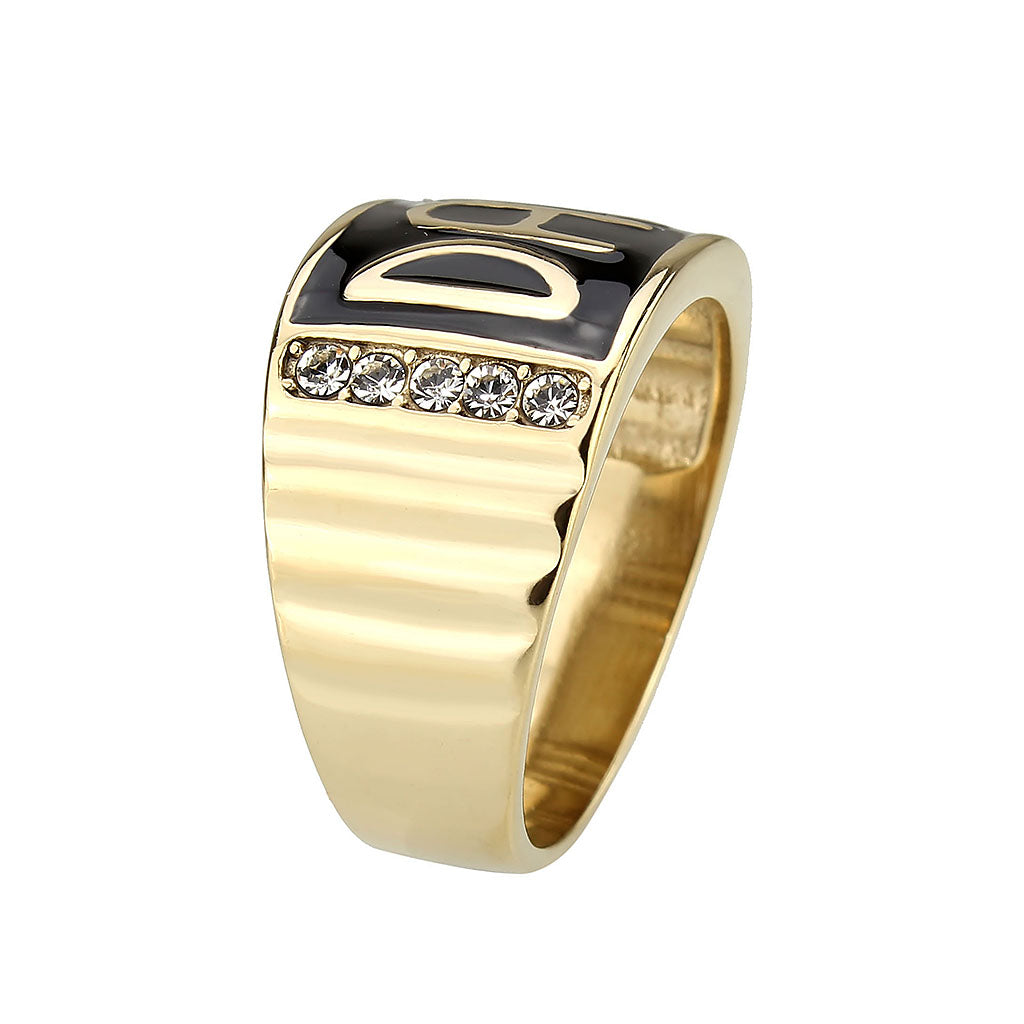 MATK3760 - IP Gold(Ion Plating) Stainless Steel Ring with Top Grade Crystal in Clear
