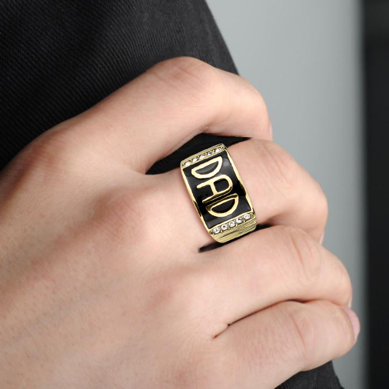 MATK3760 - IP Gold(Ion Plating) Stainless Steel Ring with Top Grade Crystal in Clear