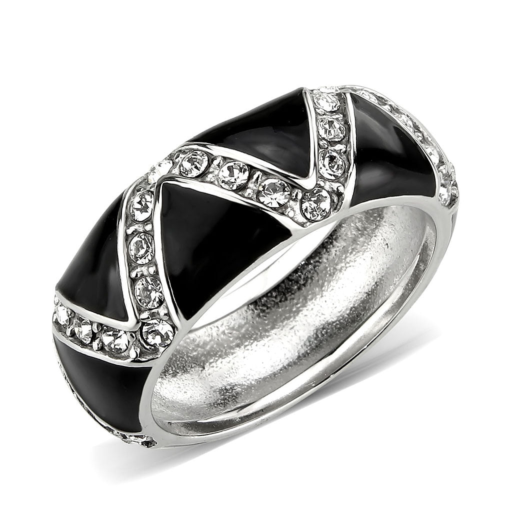 MATK3773 - High polished (no plating) Stainless Steel Ring with Top Grade Crystal in Clear