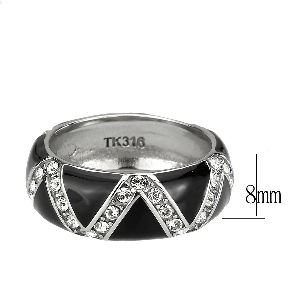 MATK3773 - High polished (no plating) Stainless Steel Ring with Top Grade Crystal in Clear
