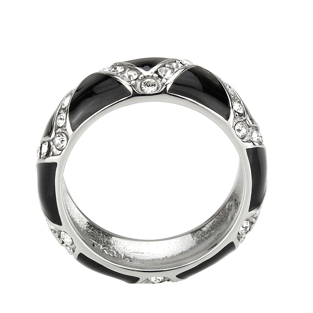 MATK3773 - High polished (no plating) Stainless Steel Ring with Top Grade Crystal in Clear