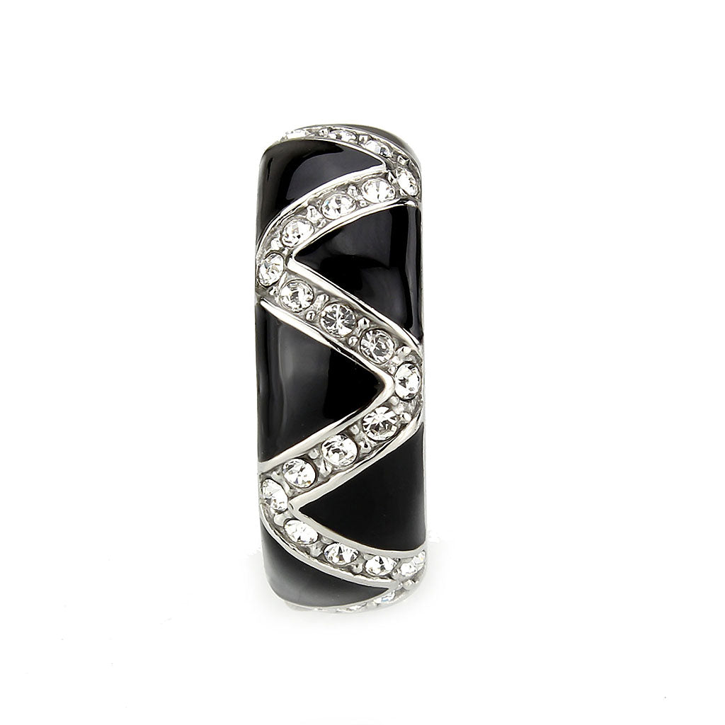 MATK3773 - High polished (no plating) Stainless Steel Ring with Top Grade Crystal in Clear