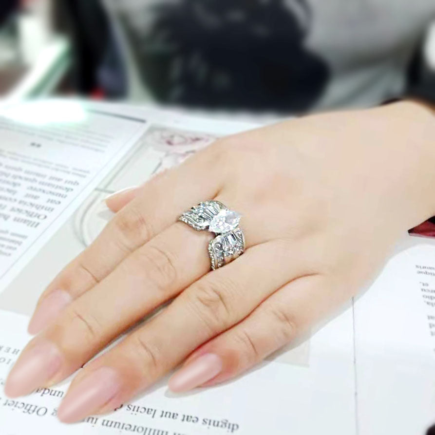 MATK3777 - High polished (no plating) Stainless Steel Ring with AAA Grade CZ in Clear