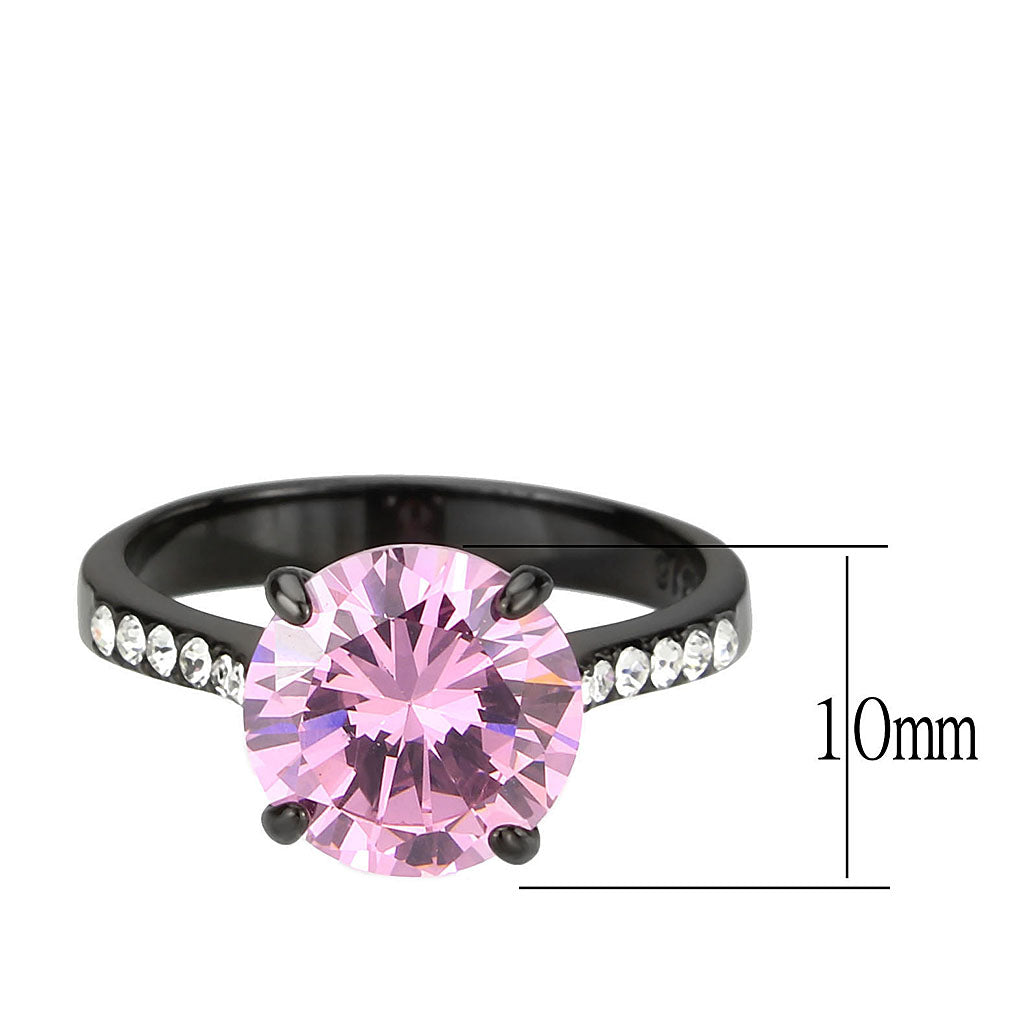 MATK3782 - IP Black (Ion Plating) Stainless Steel Ring with AAA Grade CZ in Rose