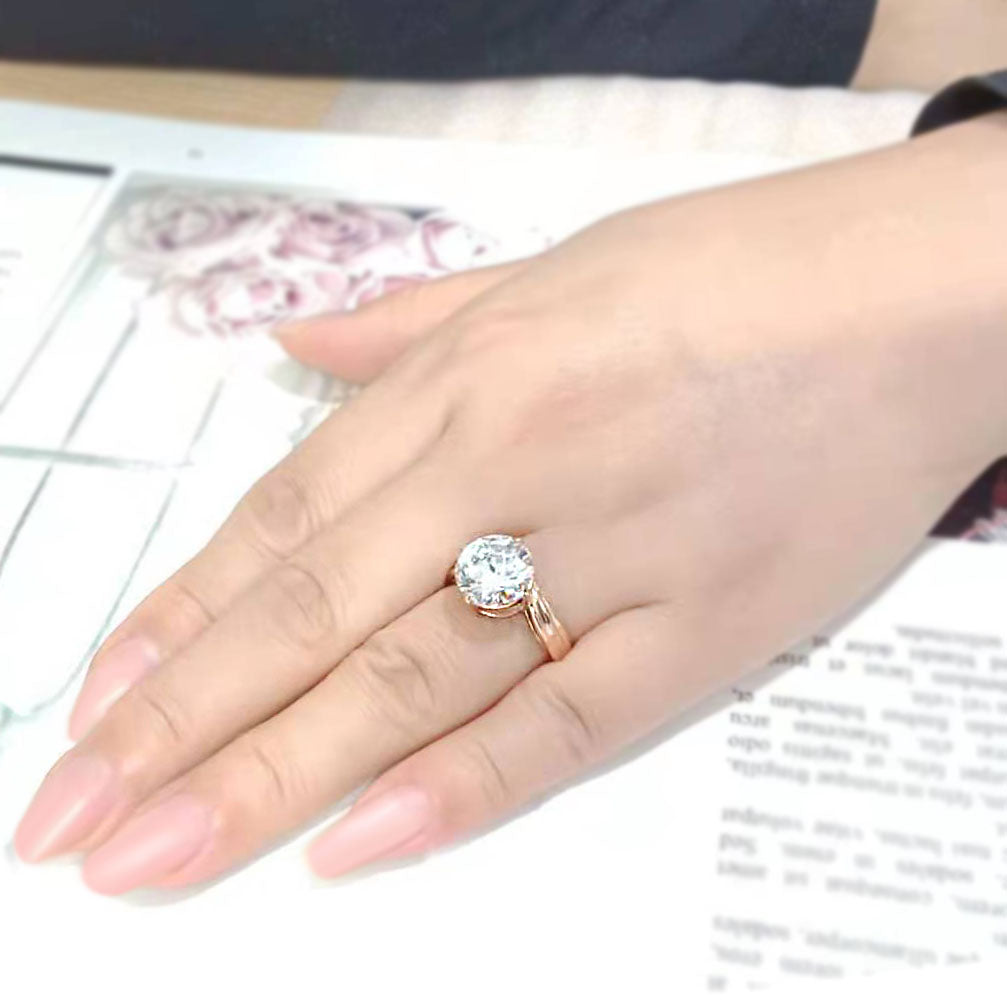 MATK3785 - IP Rose Gold(Ion Plating) Stainless Steel Ring with AAA Grade CZ in Clear
