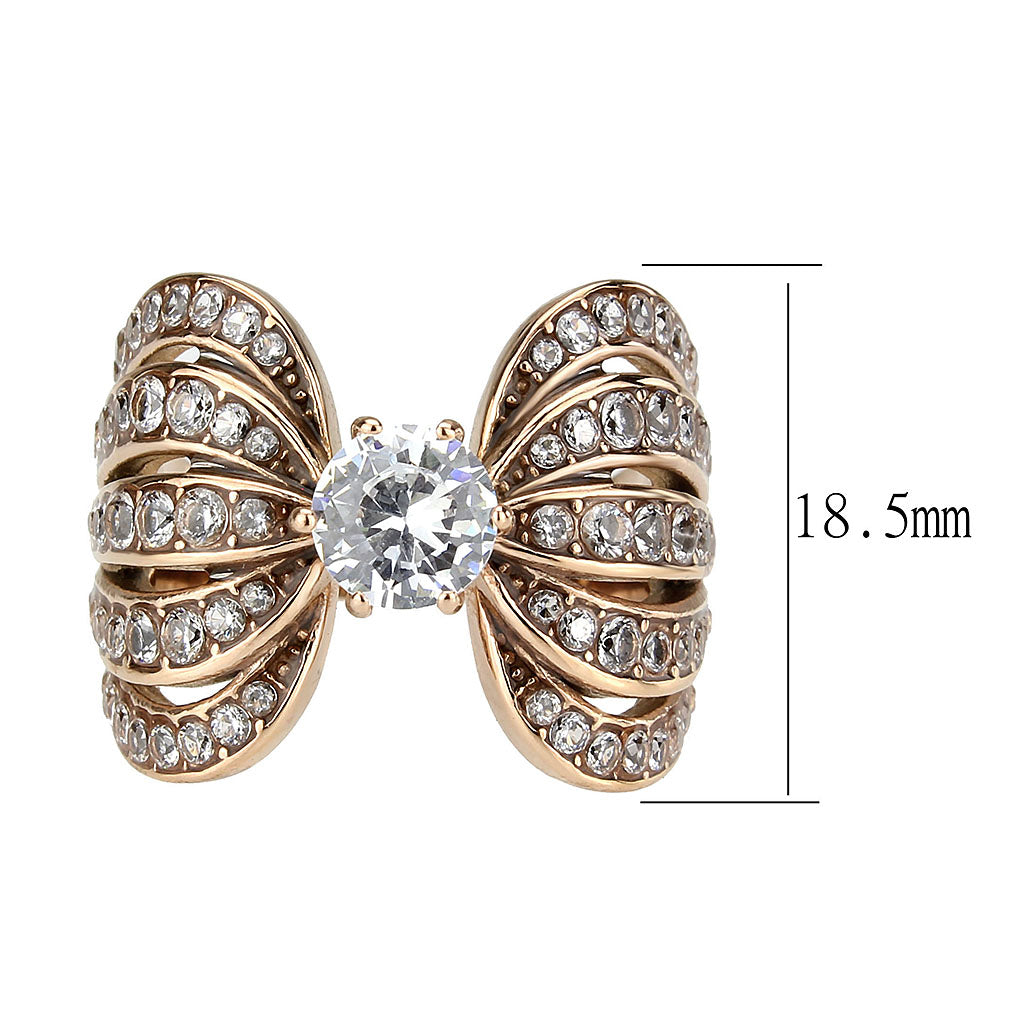 MATK3786 - IP Rose Gold(Ion Plating) Stainless Steel Ring with AAA Grade CZ in Clear