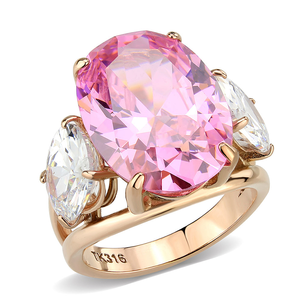 MATK3789 - IP Rose Gold(Ion Plating) Stainless Steel Ring with AAA Grade CZ in Rose