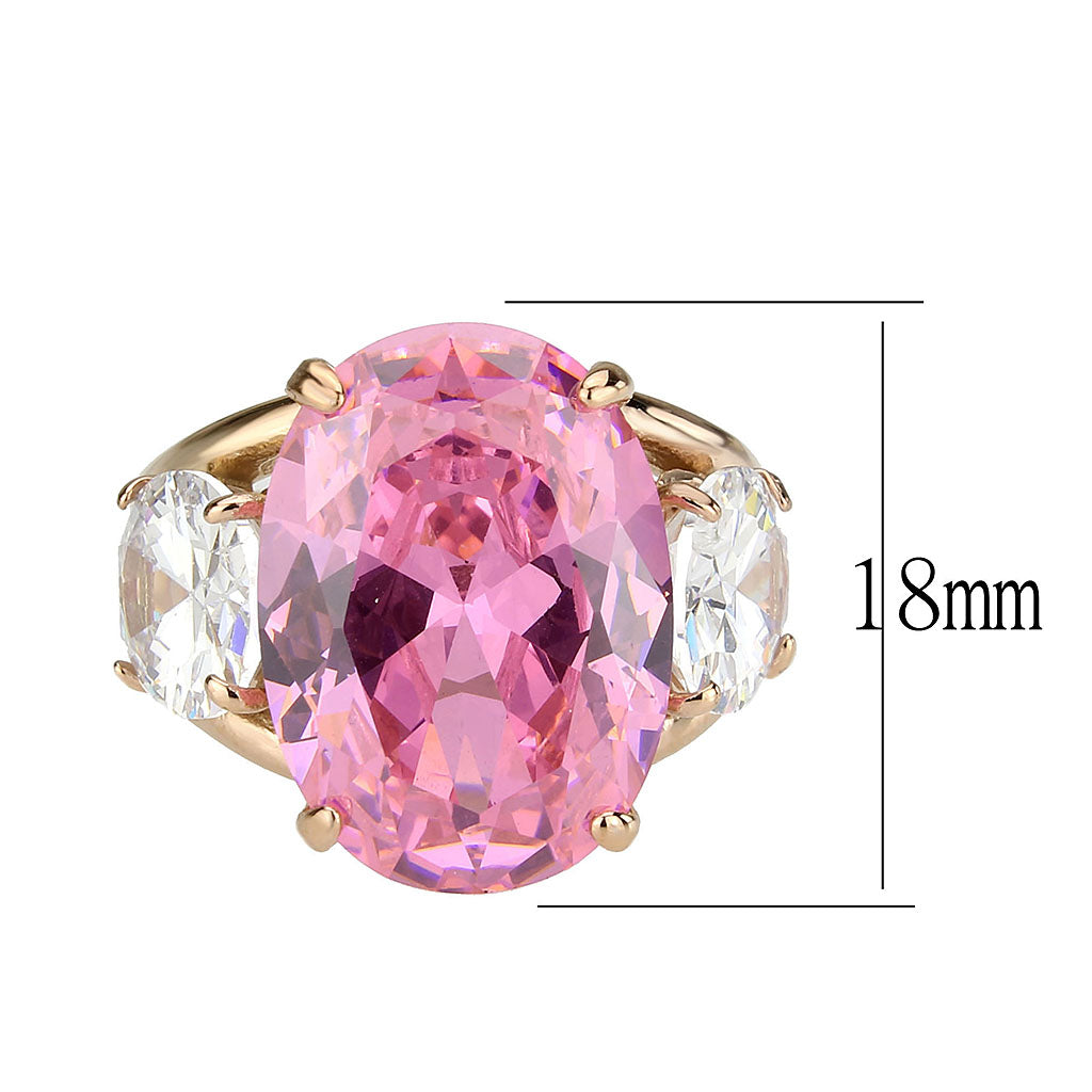 MATK3789 - IP Rose Gold(Ion Plating) Stainless Steel Ring with AAA Grade CZ in Rose
