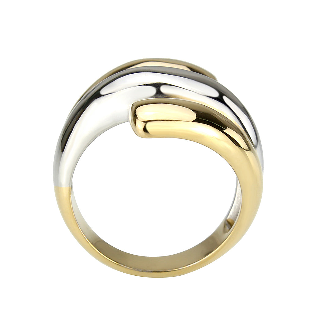 MATK3796 - Two Tone IP Gold (Ion Plating) Stainless Steel Ring with NoStone in No Stone