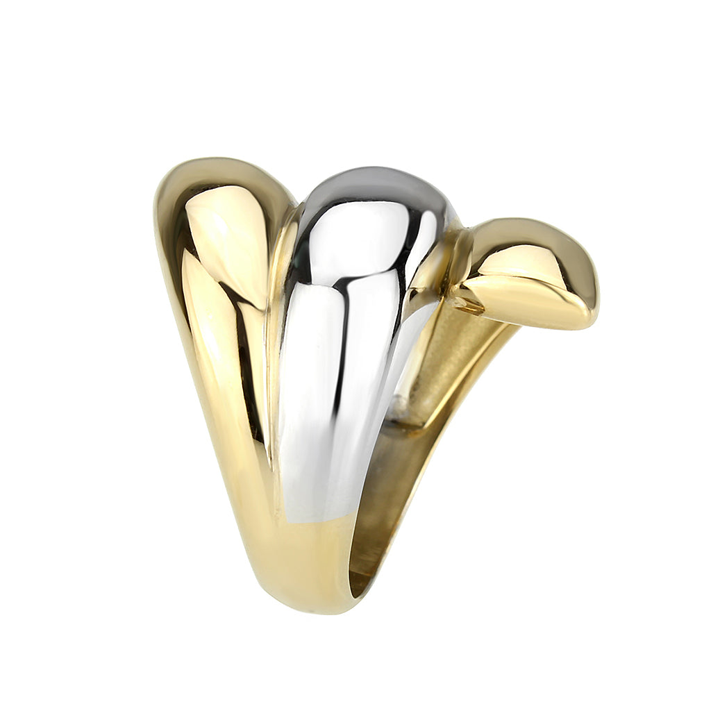 MATK3796 - Two Tone IP Gold (Ion Plating) Stainless Steel Ring with NoStone in No Stone