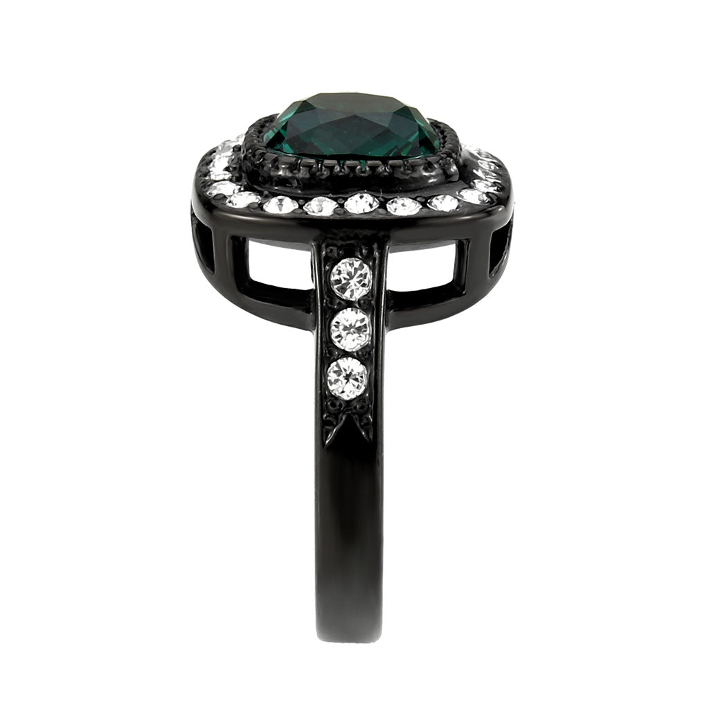 MATK3812 - IP Black (Ion Plating) Stainless Steel Ring with Synthetic in Blue Zircon