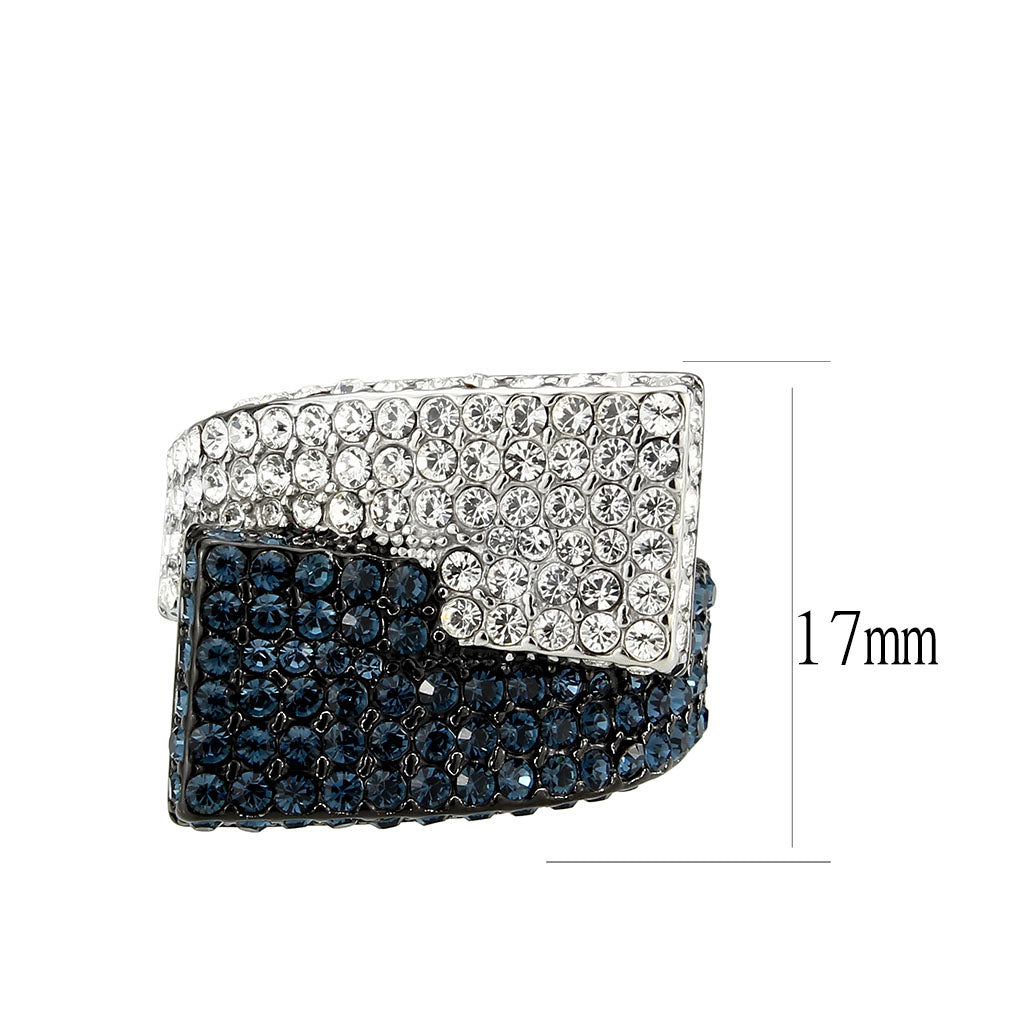 MATK3815 - Two Tone IP Black (Ion Plating) Stainless Steel Ring with Top Grade Crystal in MultiColor