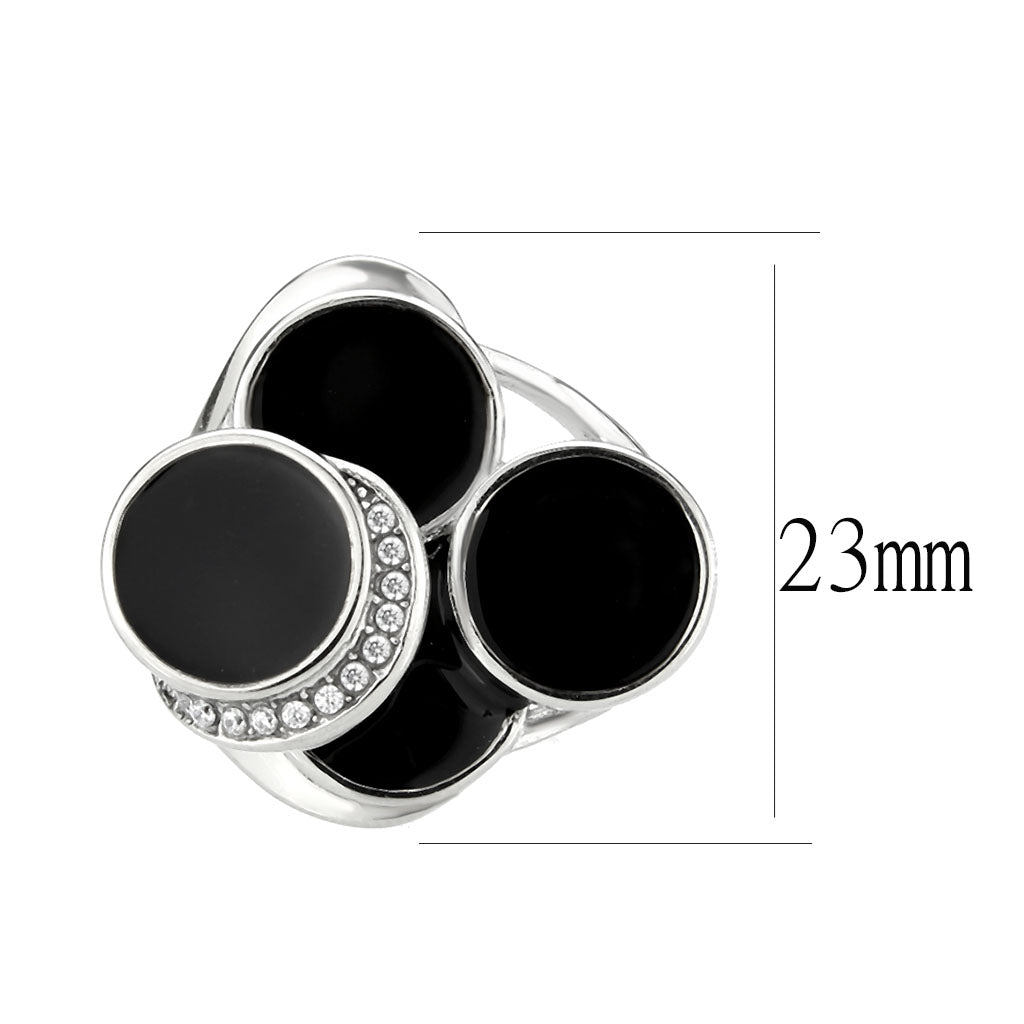 MATK3821 - High polished (no plating) Stainless Steel Ring with AAA Grade CZ in Clear
