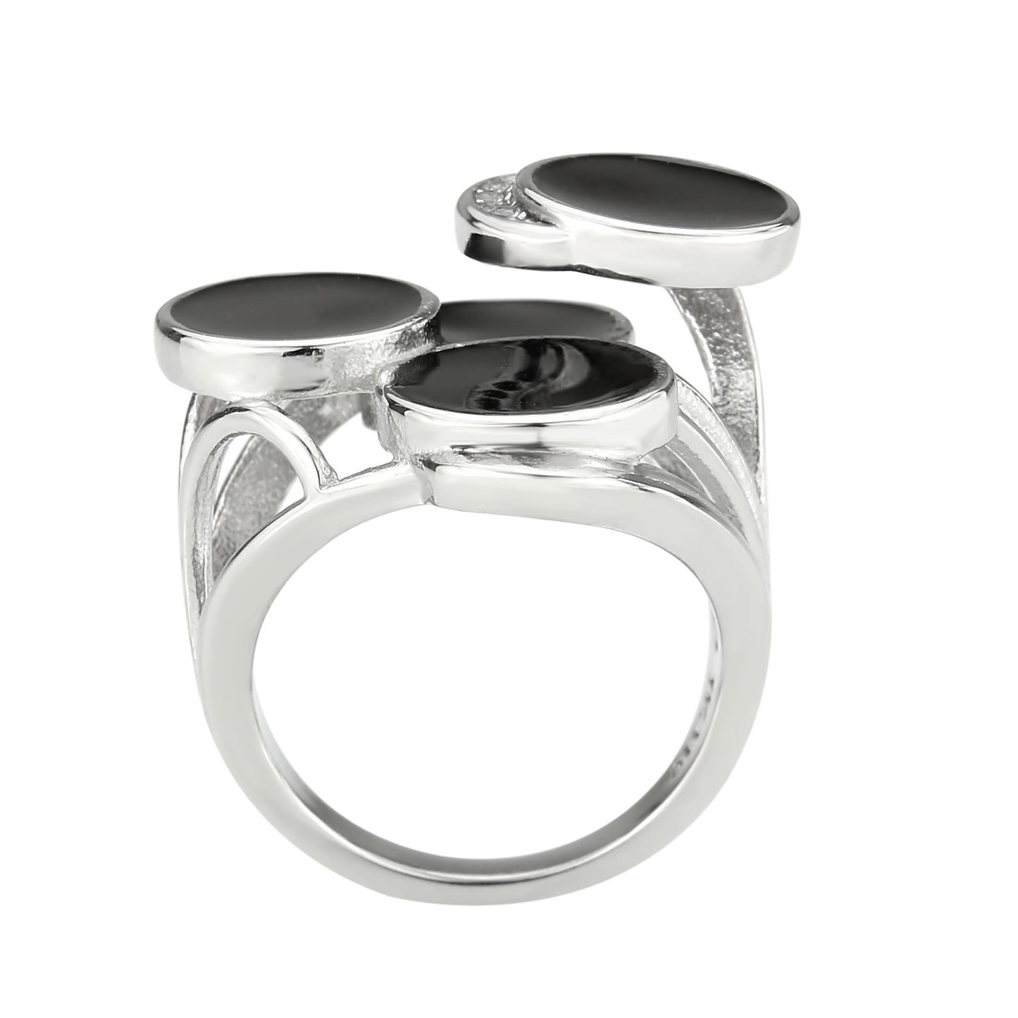 MATK3821 - High polished (no plating) Stainless Steel Ring with AAA Grade CZ in Clear