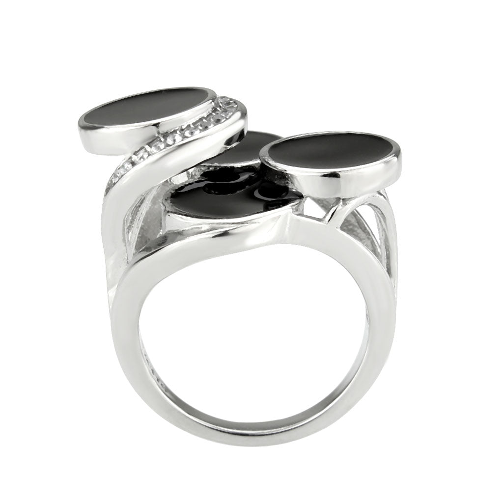 MATK3821 - High polished (no plating) Stainless Steel Ring with AAA Grade CZ in Clear