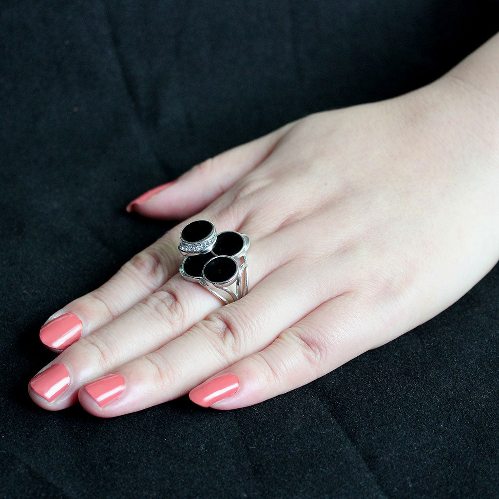 MATK3821 - High polished (no plating) Stainless Steel Ring with AAA Grade CZ in Clear