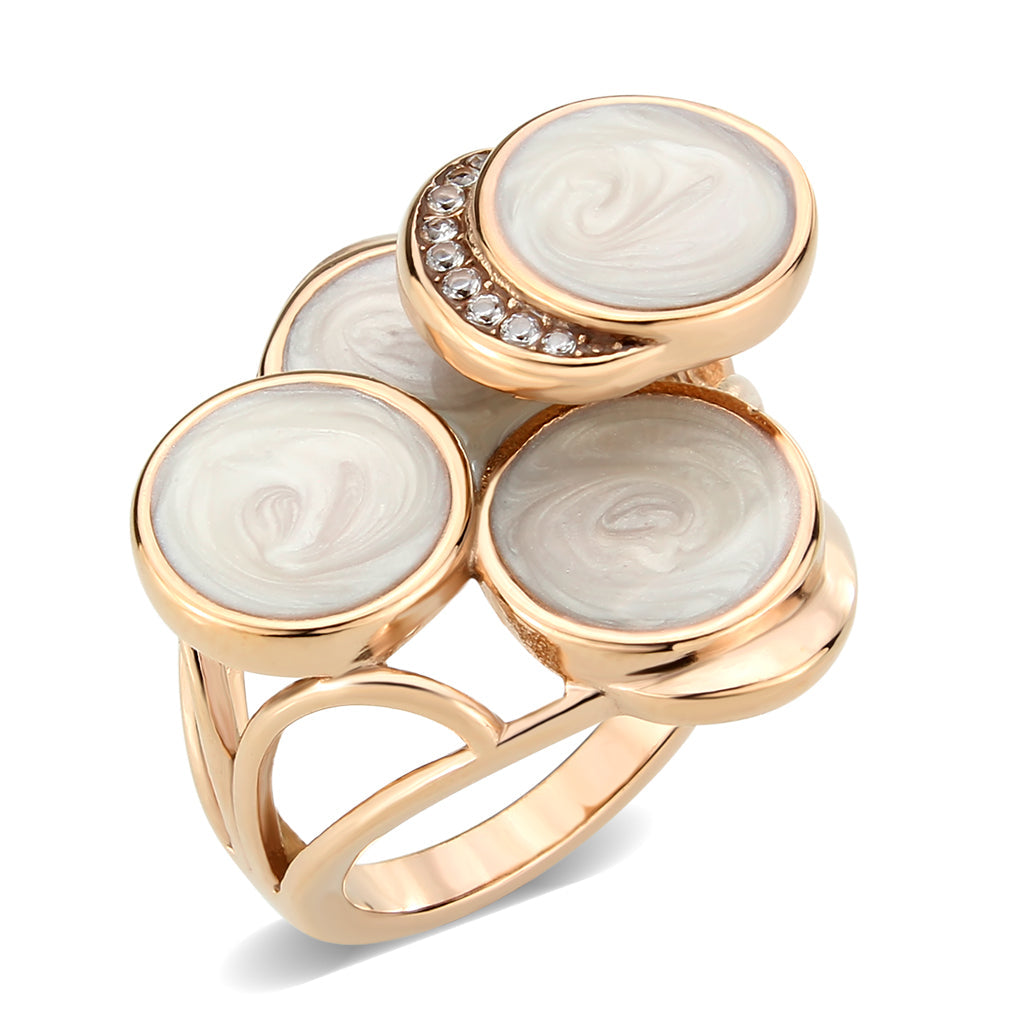 MATK3822 - IP Rose Gold(Ion Plating) Stainless Steel Ring with AAA Grade CZ in Clear