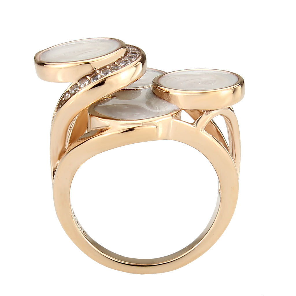 MATK3822 - IP Rose Gold(Ion Plating) Stainless Steel Ring with AAA Grade CZ in Clear