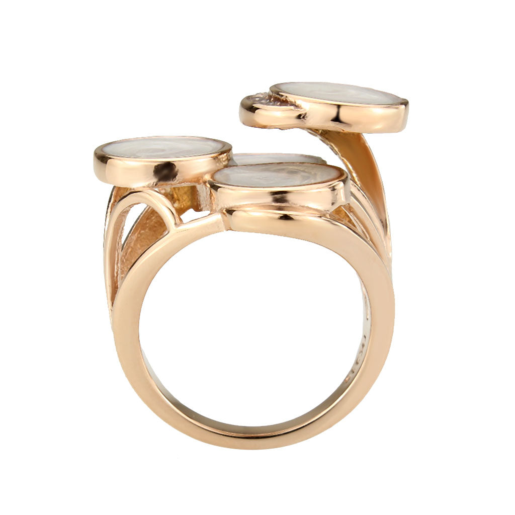 MATK3822 - IP Rose Gold(Ion Plating) Stainless Steel Ring with AAA Grade CZ in Clear
