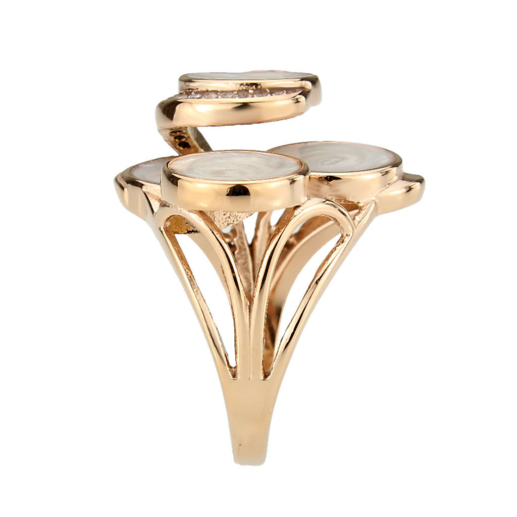 MATK3822 - IP Rose Gold(Ion Plating) Stainless Steel Ring with AAA Grade CZ in Clear