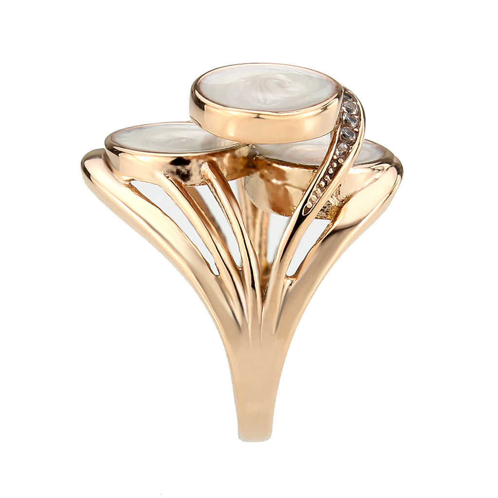 MATK3822 - IP Rose Gold(Ion Plating) Stainless Steel Ring with AAA Grade CZ in Clear